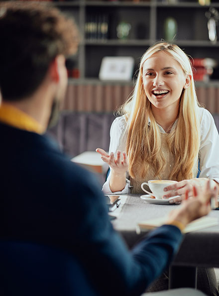 Business colleagues talking